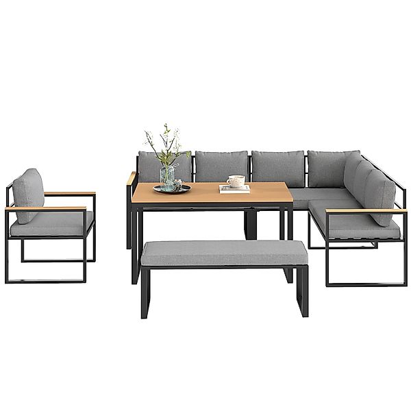 Outsunny Gartenmöbel-Set für 9 Personen aus Stahl mit 3 Zweisitzer-Sofas, S günstig online kaufen