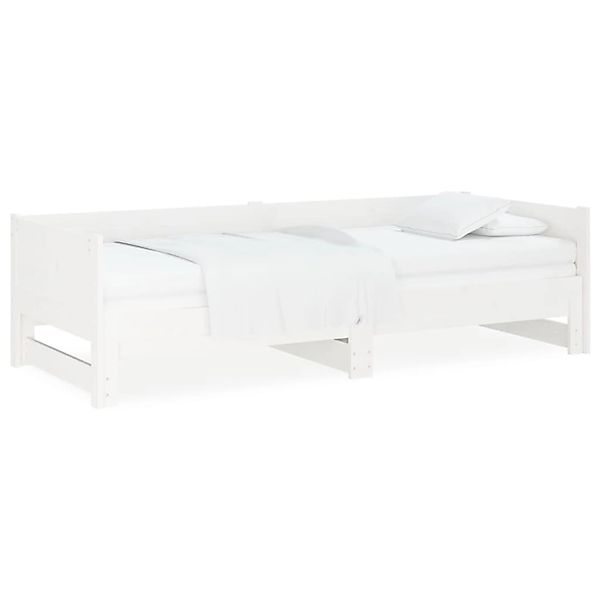 vidaXL Bett, Ausziehbares Tagesbett Weiß Massivholz Kiefer 2x(80x200) cm günstig online kaufen