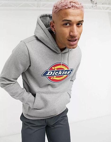 Dickies – Kapuzenpullover mit kultigem Hufeisen-Logo in Grau günstig online kaufen
