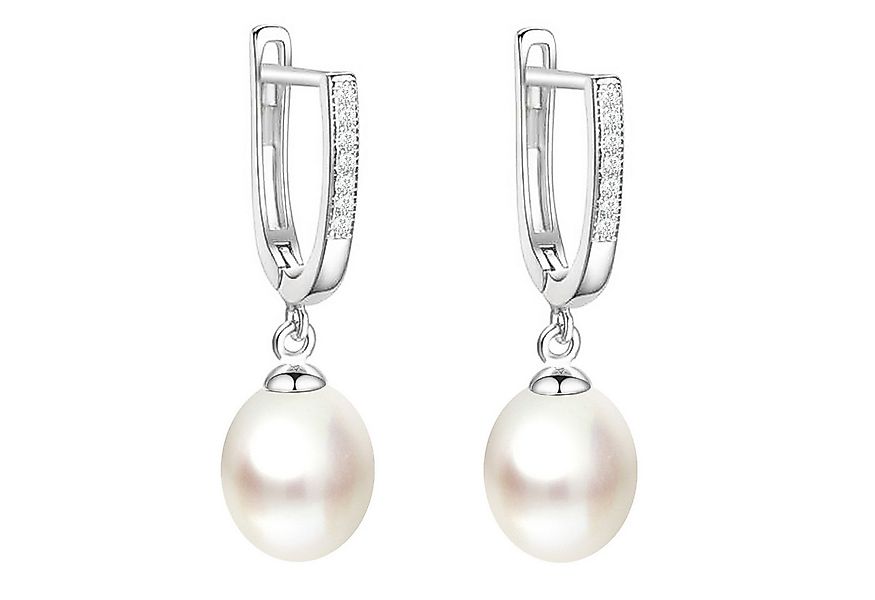 LÖB Perlenohrringe 925 Silber Creolen Zuchtperlen weiß Zirkonia Ohrringe Hä günstig online kaufen