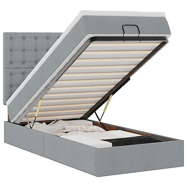 vidaXL Bett, Ottomane Bett mit Matratze & LEDs Hellgrau 80x200 cm Stoff günstig online kaufen