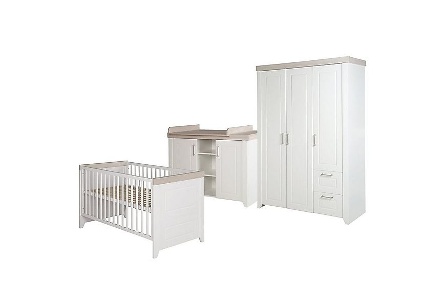 roba® Babyzimmer-Komplettset Felicia, Gitterbett, Wickelkommode & 3-türiger günstig online kaufen