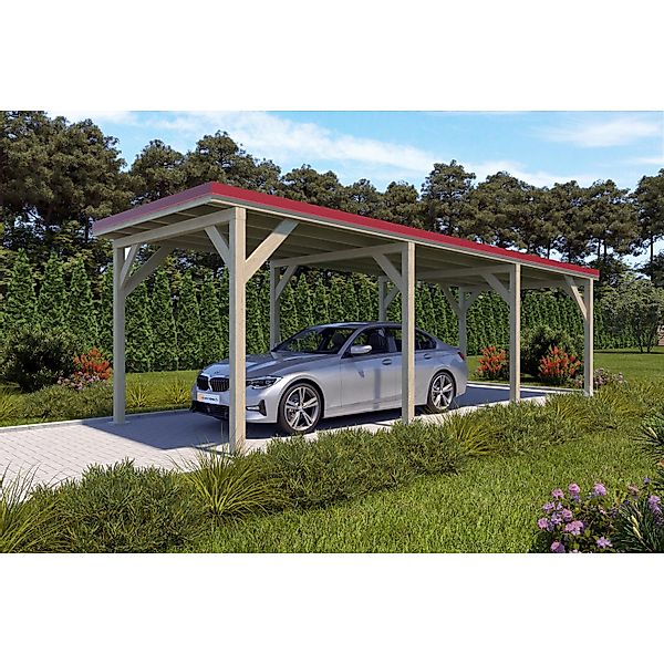 Holzbrüder Carport Ralf 26m² Imprägniert-Rot günstig online kaufen