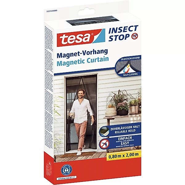 tesa® Selbstschließender Magnetvorhang 0,80 m x 2,00 m Anthrazit günstig online kaufen