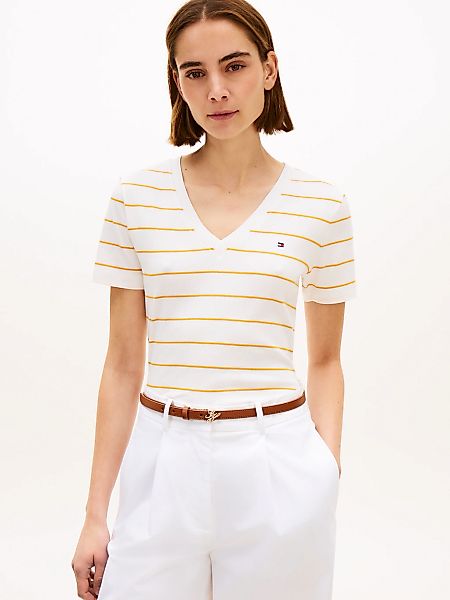 Tommy Hilfiger T-Shirt "SLIM CODY V-NECK SHORT SLEEVE" aus Baumwolle, Logos günstig online kaufen