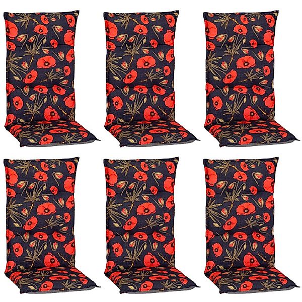 Beo Sitzauflage Hochlehner Trondheim 6er-Set mit roten Mohnblüten günstig online kaufen