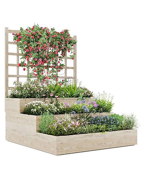 GarveeMore Hochbeet 3-stufiger Pflanzkasten Blumenkasten Gemüsebeet 114x115 günstig online kaufen
