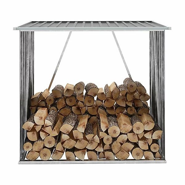 vidaXL Brennholzlager Verzinkter Stahl 163 x 83 x 154 cm Grau günstig online kaufen