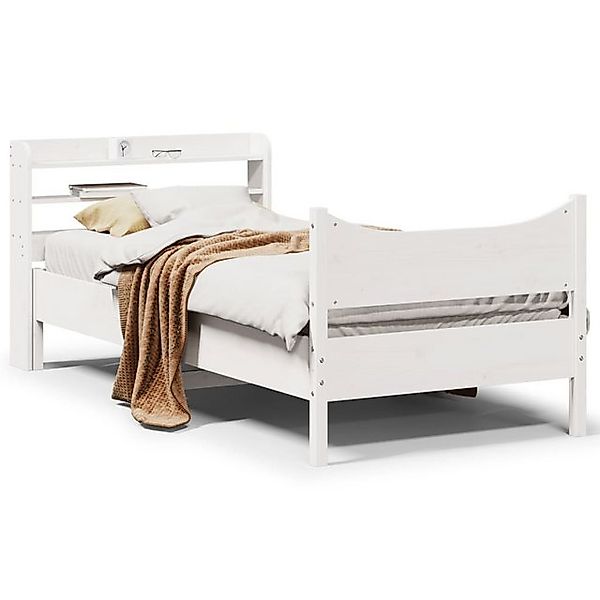 vidaXL Bett, Massivholzbett mit Kopfteil Weiß 90x200 cm Kiefer günstig online kaufen