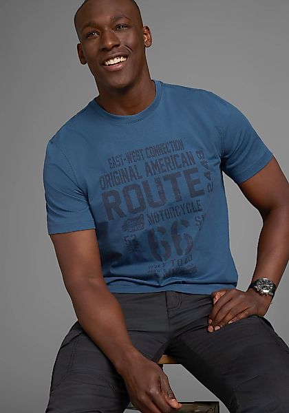 Mans World Rundhalsshirt kurzärmelig, lässige Passform, bedruckt, Rundhalsa günstig online kaufen