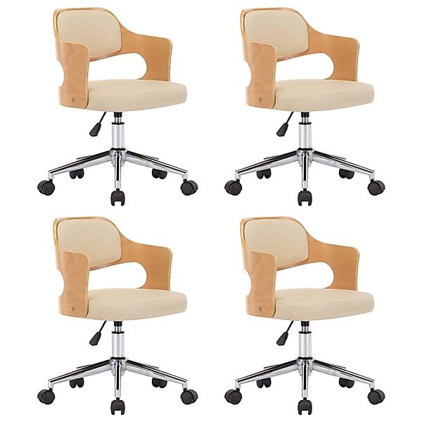 vidaXL Drehbare Esszimmerstühle 4 Stk Creme Bugholz und Kunstleder 3054933 günstig online kaufen