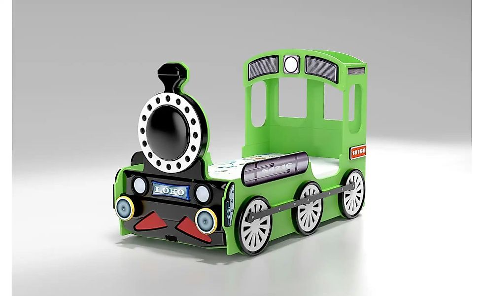 Autobett Lokomotive   ¦ grün ¦ Maße (cm): B: 120 H: 137,5 Betten > Bettgest günstig online kaufen