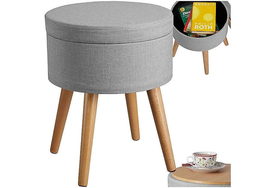 tectake Sitzhocker Schminkhocker Yara gepolstert in Leinenoptik 300kg mit S günstig online kaufen