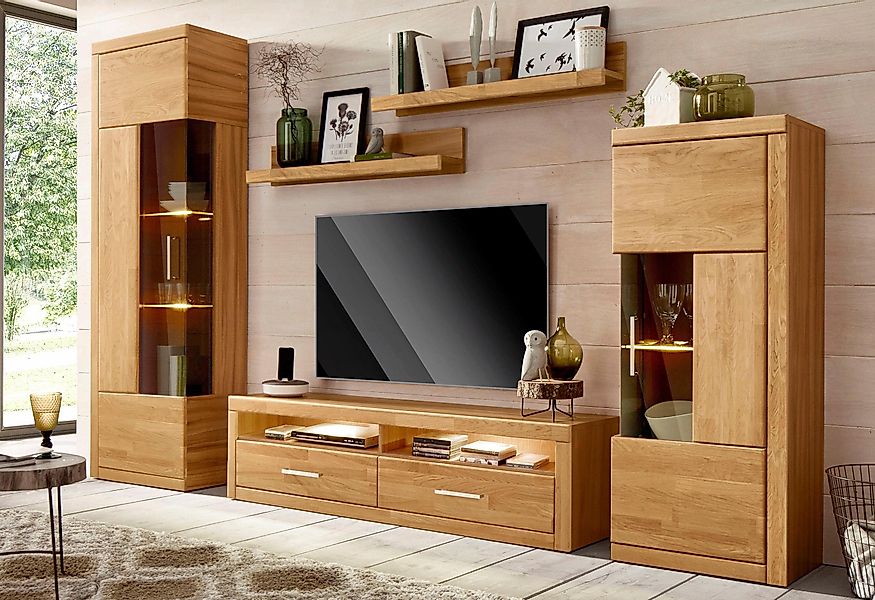 Home affaire Wohnwand "Ribe Wohnwand Set-5 St." Set, 5 Stk. tlg. Glaseinsat günstig online kaufen