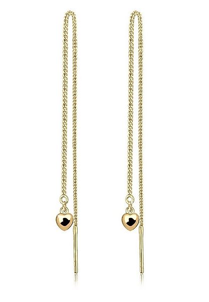 Elli Paar Ohrhänger Herz Kette Hänger 925 Silber vergoldet, Herz günstig online kaufen