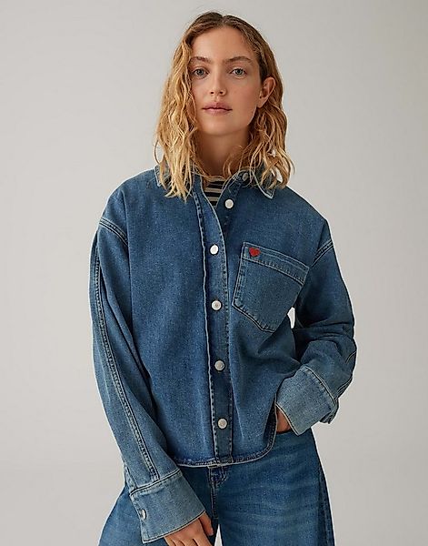 OPUS Jeansbluse Falentine mit Herzstickerei Regular Fit lockere Passform, g günstig online kaufen