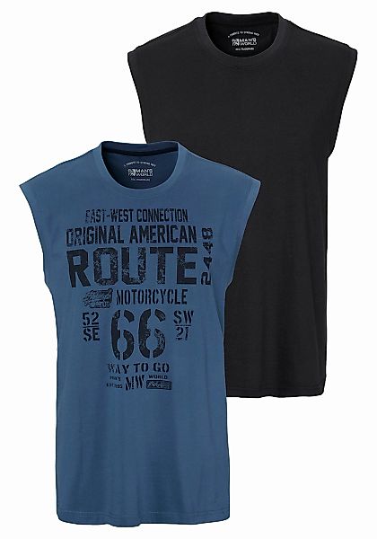 Man's World Muscleshirt (2er-Pack) ärmellos, bedruckt, günstig online kaufen