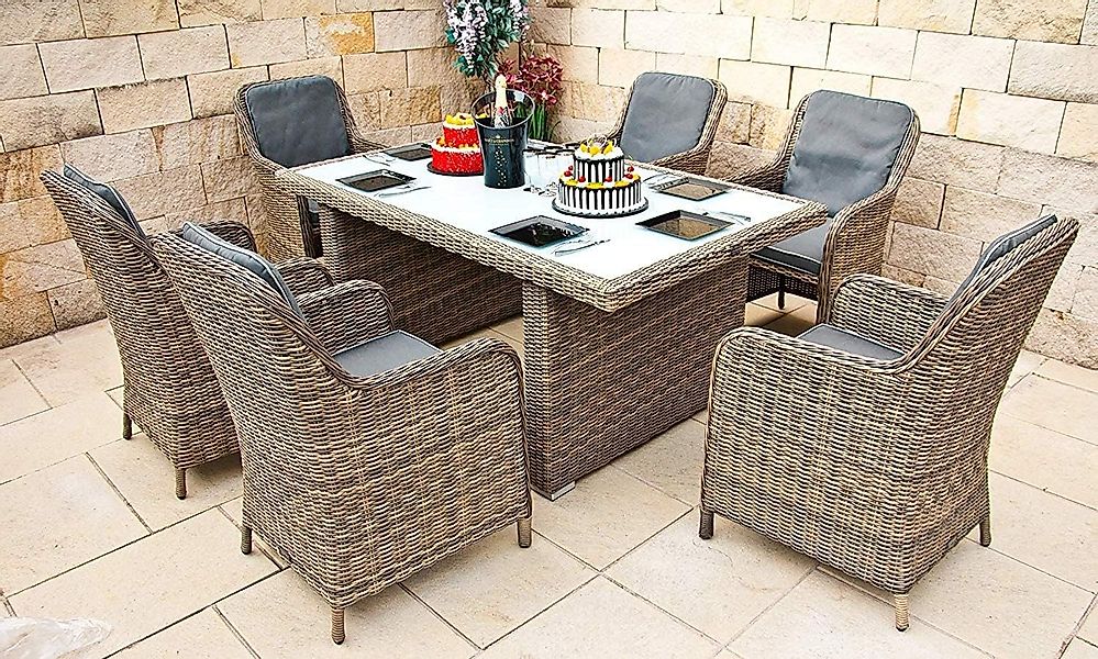 Ragnarök Möbel-Design Garten-Essgruppe Esstisch Set Kingchair, günstig online kaufen
