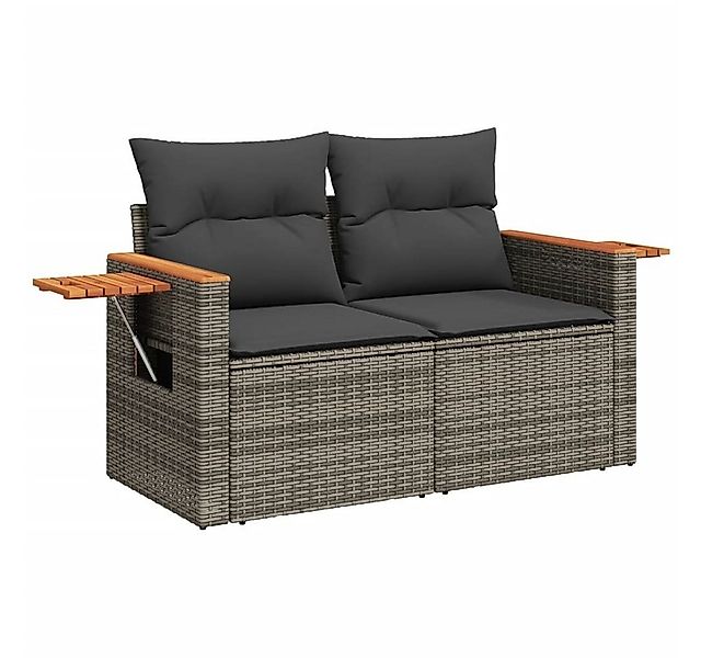vidaXL Loungesofa Gartensofa 2-Sitzer mit Kissen Grau Poly Rattan, 1 Teile günstig online kaufen