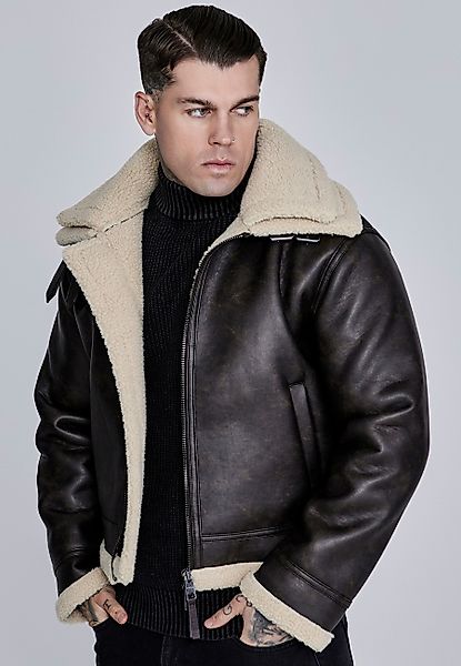 Siksilk Lederimitatjacke SikSilk Herren Fliegerjacke günstig online kaufen
