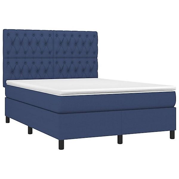 vidaXL Bett Boxspringbett mit Matratze & LED Blau 140x200 cm Stoff günstig online kaufen