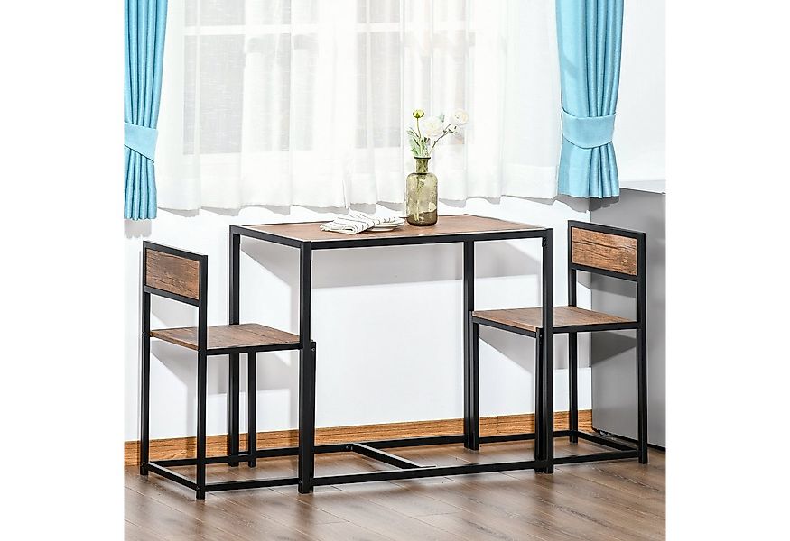 HOMCOM Essgruppe 3-tlg. Esstisch Set mit 2 Stühlen, (Esszimmergruppe, 3-tlg günstig online kaufen