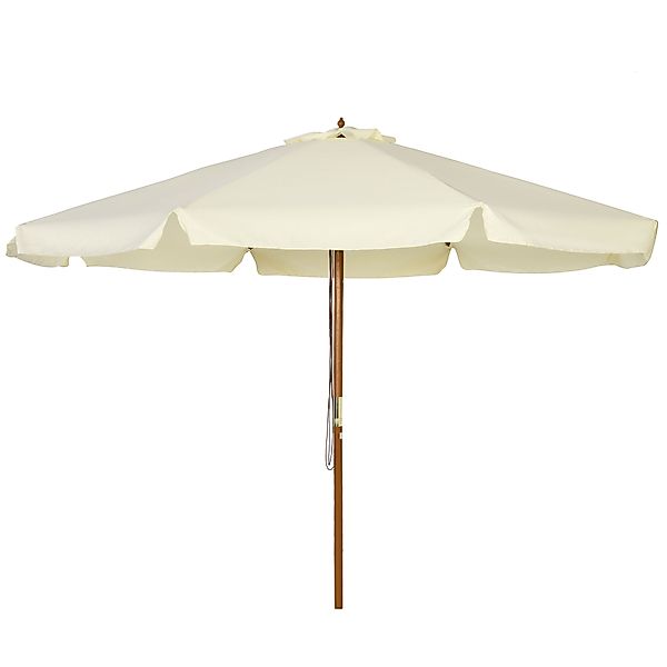 Outsunny Parasol Sonnenschirm rund groß Ø 3 m Bambusholz beige für den Gart günstig online kaufen