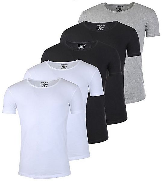 Young & Rich T-Shirt Herren Uni Basic 1702 tief-breit geschnittener Ausschn günstig online kaufen
