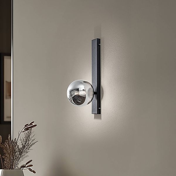 Wandleuchte Rumba, schwarz/rauchgrau, Glas/Metall Höhe 40 cm günstig online kaufen