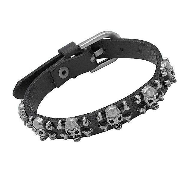 Unique Lederarmband Unique Totenkopf-Armband aus schwarzem Leder LB0344 günstig online kaufen