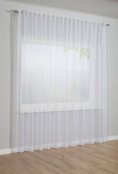 GARDINIA Gardine "Schal mit Gardinenband Voile Uni" verdeckte Schlaufen 1 S günstig online kaufen
