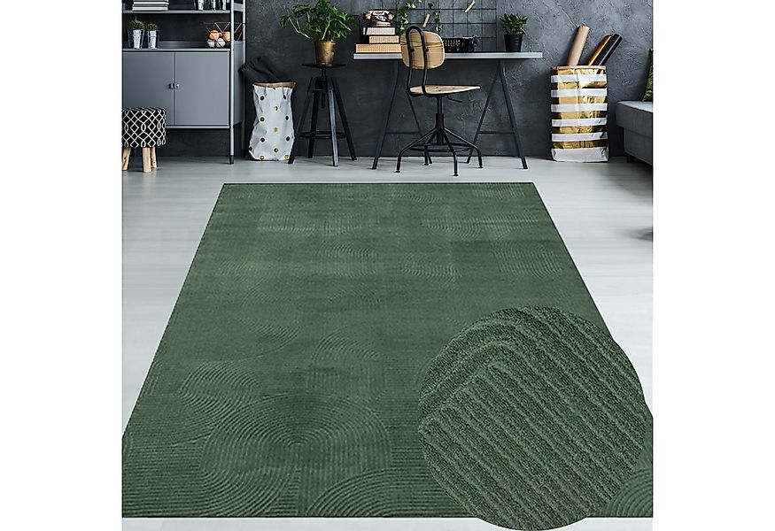 TeppichHome24 Teppich Flacher Wohnzimmerteppich Bogenmuster unifarben in gr günstig online kaufen