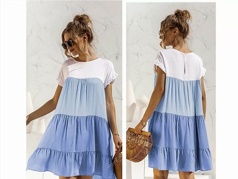 FIDDY A-Linien-Kleid Damen-Sommerkleid, lässig, Farbblock, lockeres Kleid, günstig online kaufen