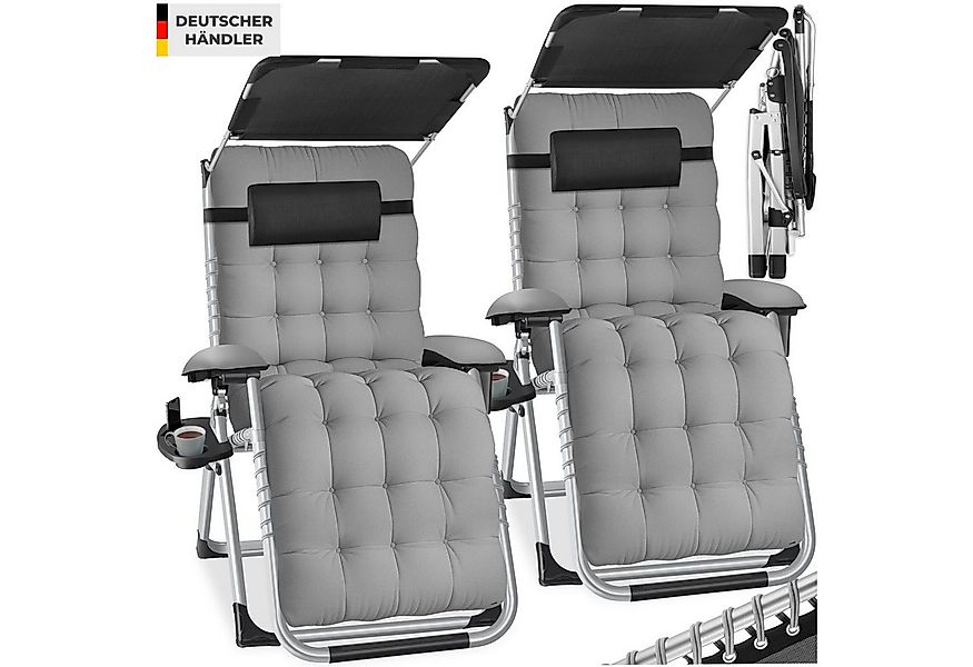 tectake Gartenstuhl Sonnenliege, klappbar, rutschfest, inkl. Ablagetisch un günstig online kaufen