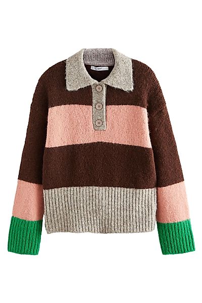 Next Polokragenpullover Gestreifter Polo-Strickpullover mit Kragen günstig online kaufen