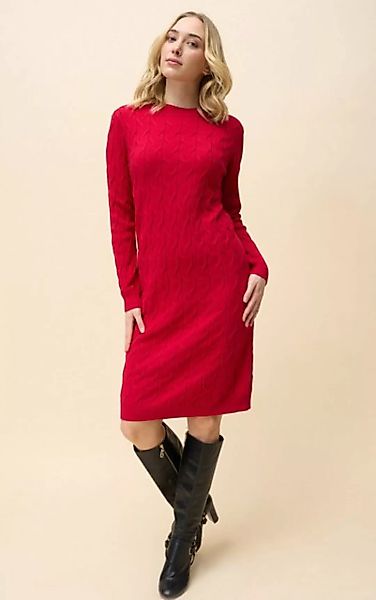 Passioni Strickkleid Rotes Winterkleid mit geradem Schnitt und Zopfmuster i günstig online kaufen