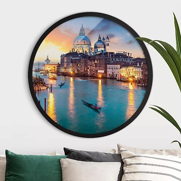 Rundes Gerahmtes Bild Sunset in Venice günstig online kaufen