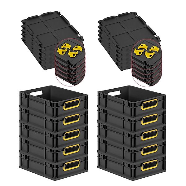 PROREGAL SparSet 10x Eurobox Nextgen Color Mit Auflagedeckel HxBxT 12x30x40 günstig online kaufen