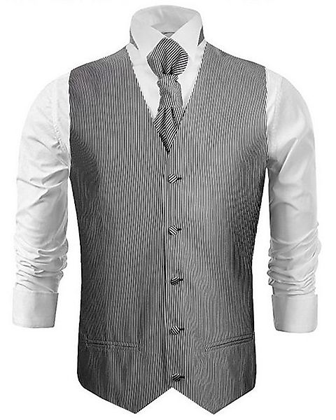 Paul Malone Anzugweste Herren Hochzeitsweste mit Plastron Set 2tlg - gestre günstig online kaufen