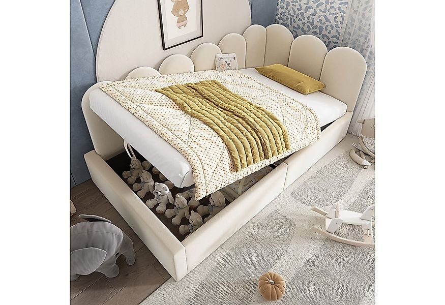 STILVORA Polsterbett 90×190 mit Bettkasten,Schlafsofa Kinderbett mit Metall günstig online kaufen
