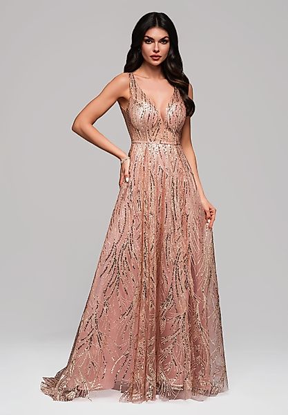OMBRE Abendkleid Elegantes Abendkleid mit Glitzer-Stickereien günstig online kaufen