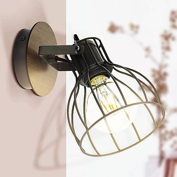 Wandlampe Sambatello, einflammig, braun/silber günstig online kaufen