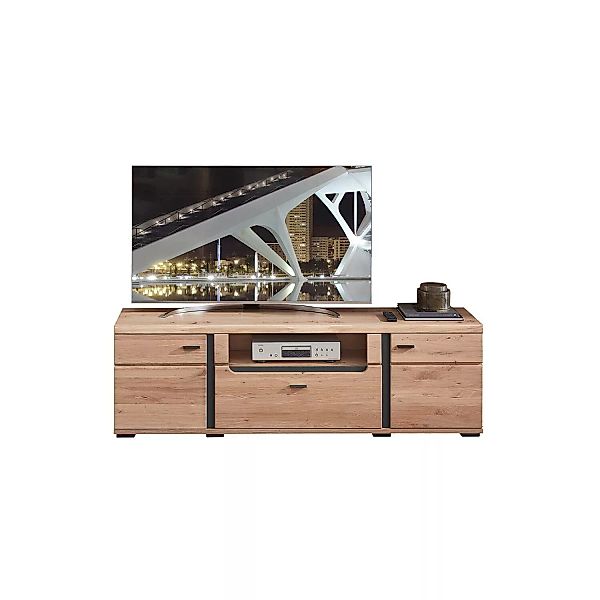 Fernsehtisch Lowboard mit Massivholzfront STAVEN-36 in Old Artisan Oak Nb. günstig online kaufen