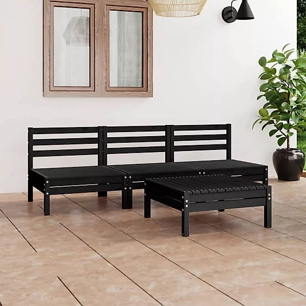 4-tlg. Garten-lounge-set Schwarz Massivholz Kiefer günstig online kaufen