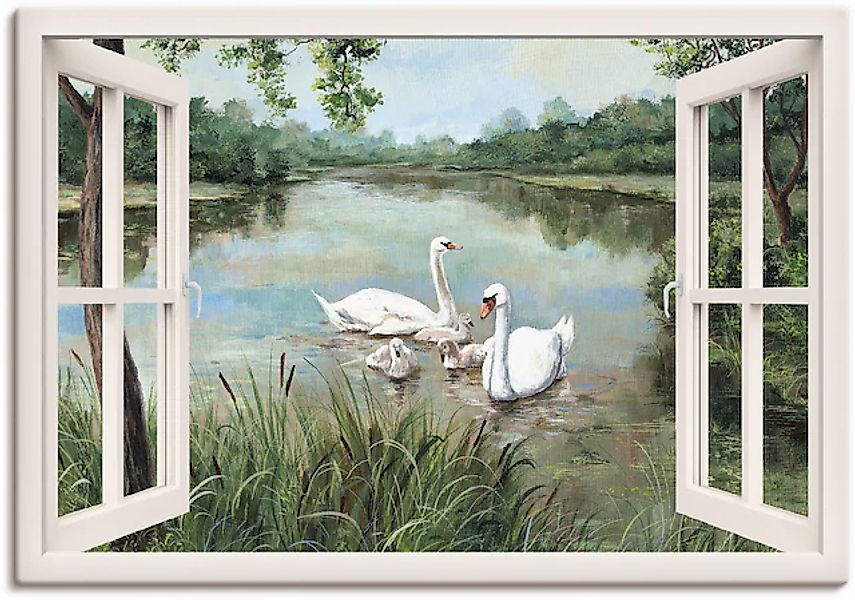 Artland Wandbild »Fensterblick - Schwäne« Vögel 1 Stk. tlg. als Alubild, Ou günstig online kaufen