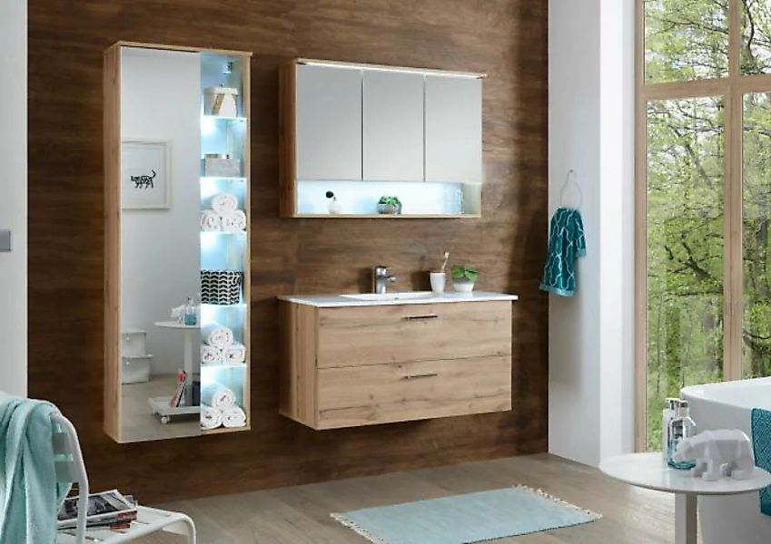 Badezimmer 3-tlg inkl. Beleuchtung und Becken BEST von Bega Wildeiche günstig online kaufen