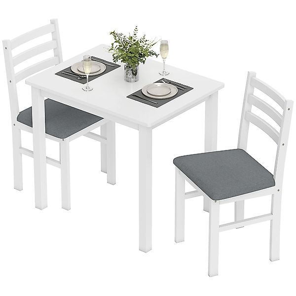 HOMCOM Essgruppe Esstisch mit 2 Stühlen Platzsparend Esszimmergruppe Sitzgr günstig online kaufen