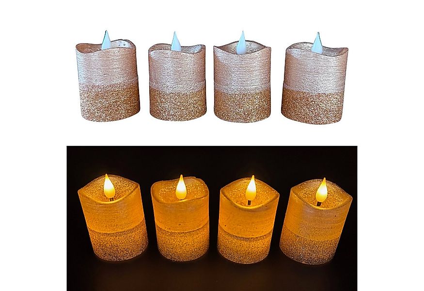 Online-Fuchs LED-Kerze 4 Votivkerzen, Teelichter XL aus Echtwachs mit Timer günstig online kaufen