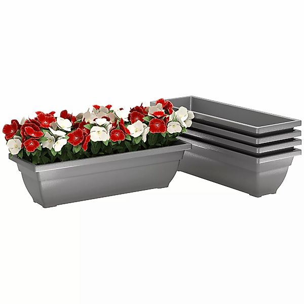 Outsunny 5er Set Blumentopf aus Kunststoff, 59 x 21 x 16 cm stapelbar Blume günstig online kaufen