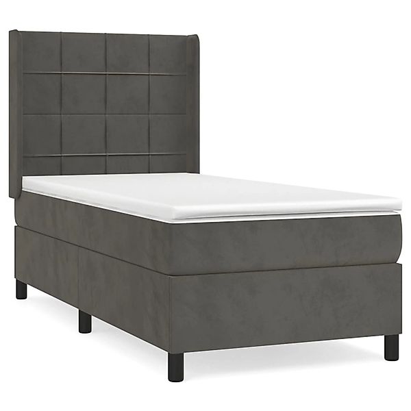 vidaXL Boxspringbett Boxspringbett mit Matratze Dunkelgrau 100x200 cm Samt günstig online kaufen